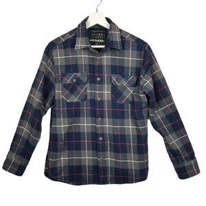 Zachs New York Shirt Men Medium Heavyweight Flannel Plaid Cotton‎ Blue Grey